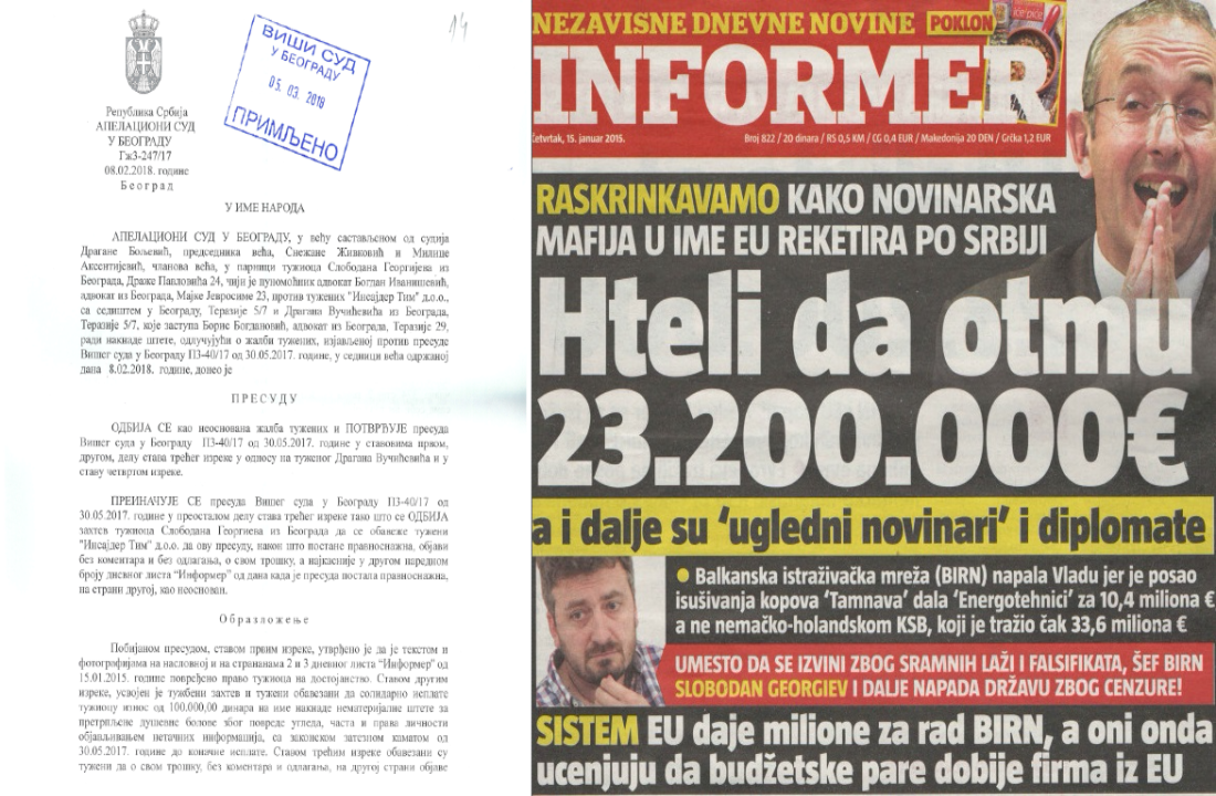 Presuda protiv urednika i vlasnika Informera