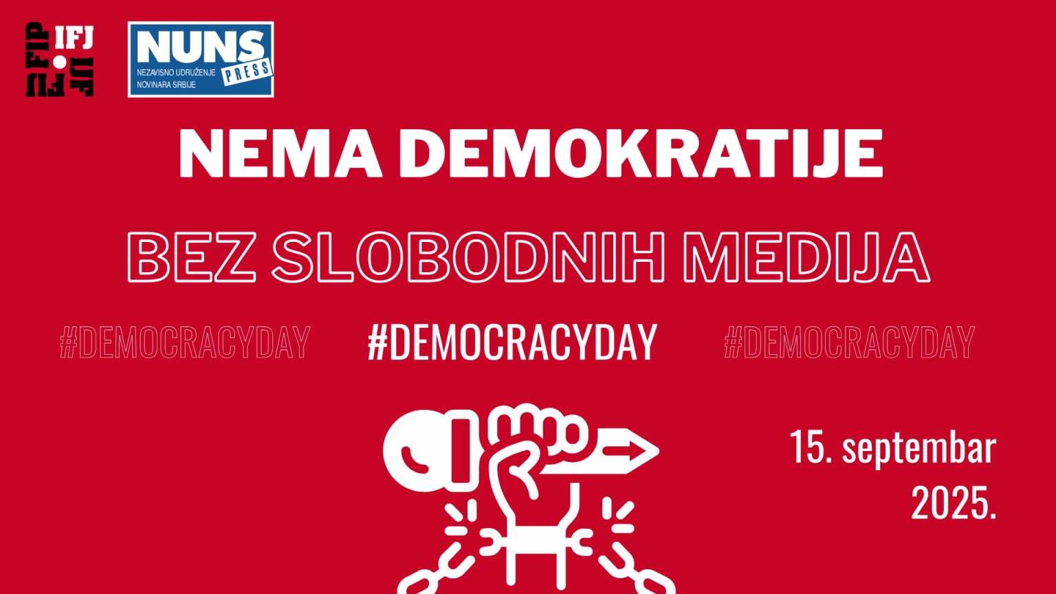 Međunarodni dan demokratije: NUNS – bez slobodnih medija nema demokratije