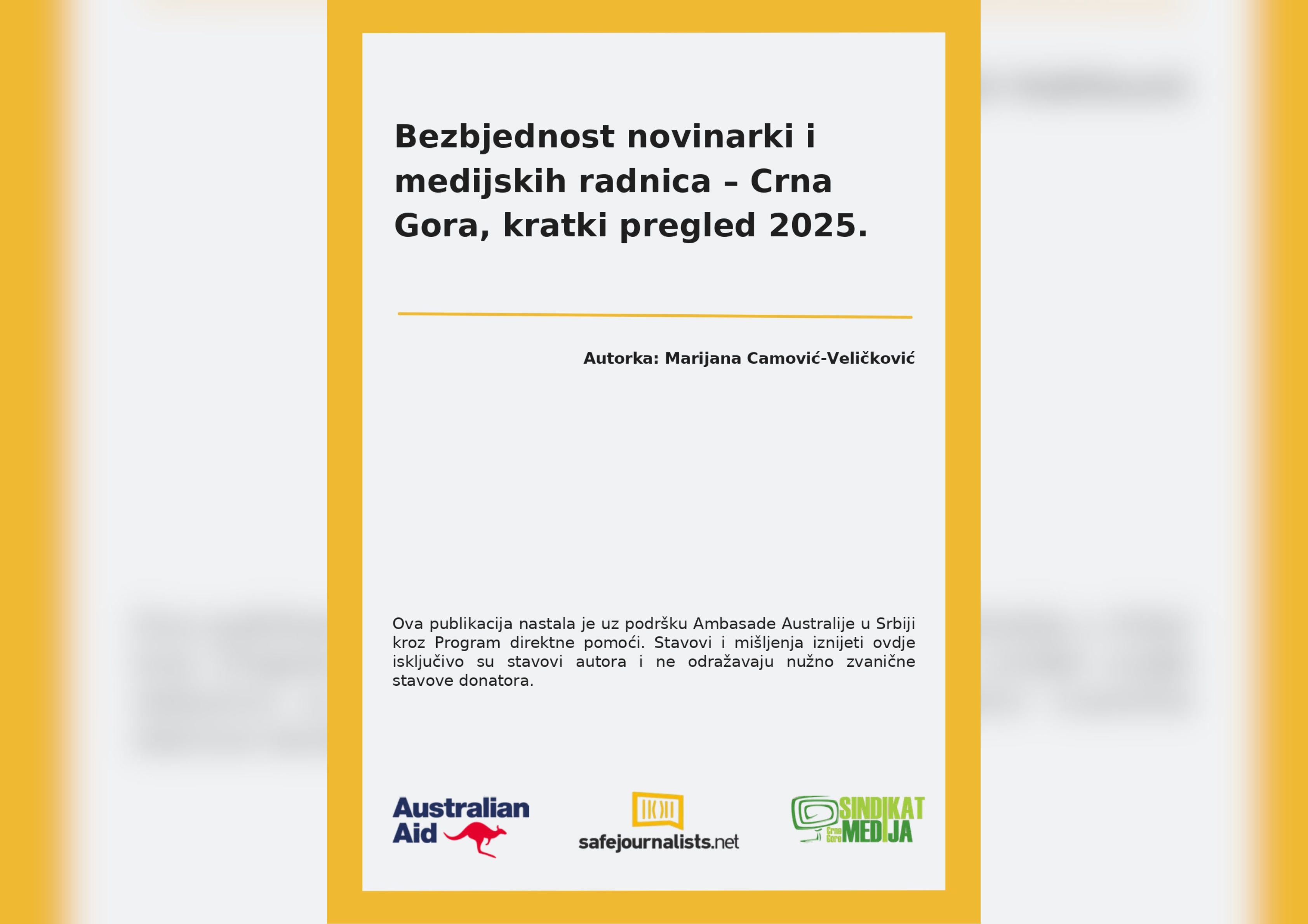 Bezbjednost novinarki i medijskih radnica – Crna Gora, kratki pregled 2025.